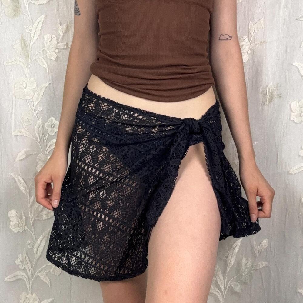 Black lace wrap skirt coverup
